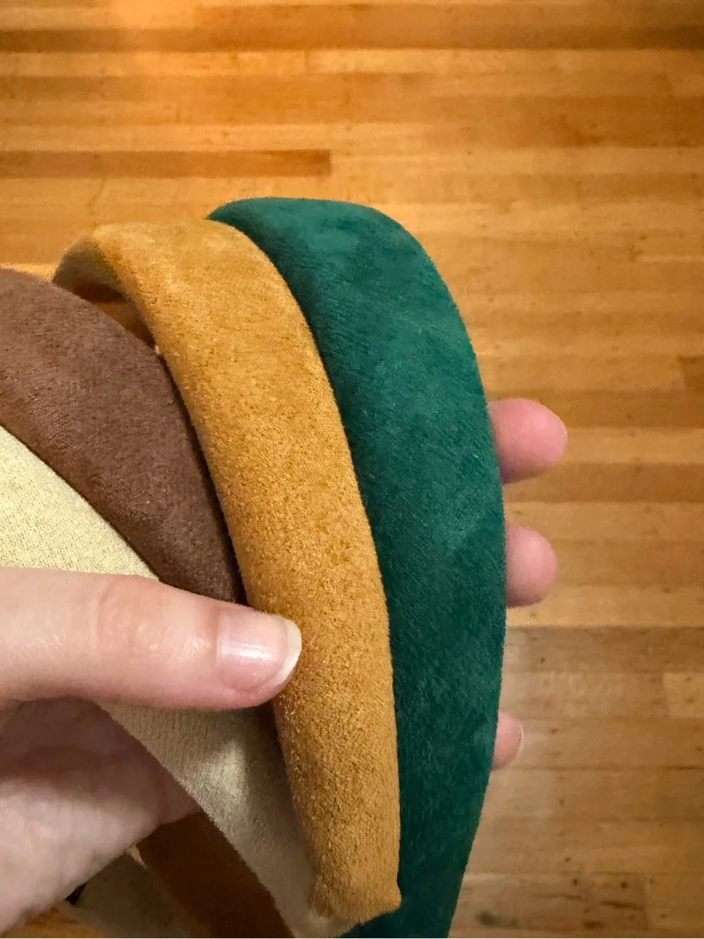 Padded Headband Set - Green, Mustard, Brown, Cream